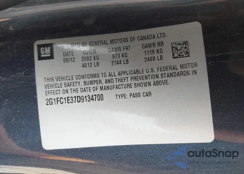 2013 Chevrolet Camaro 2Lt from USA, damaged, VIN 2G1FC1E37D9134700